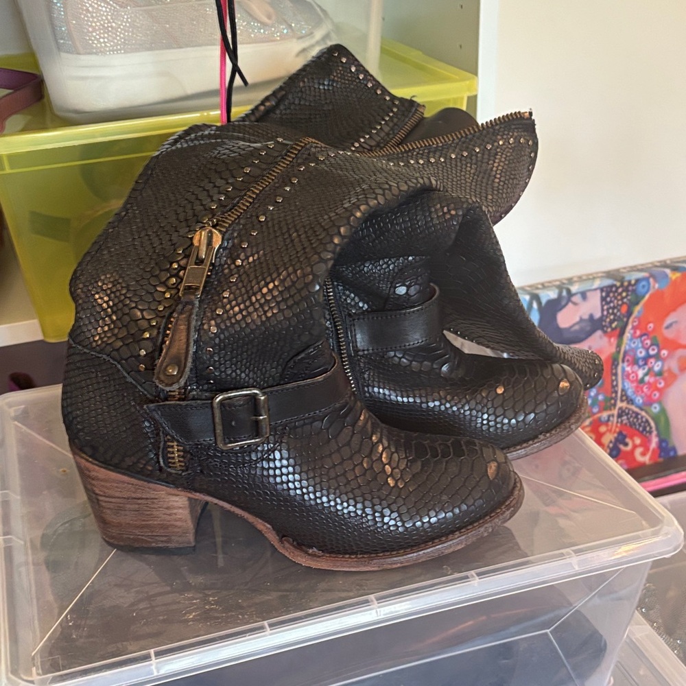 Freebird Black Snakeskin Boots